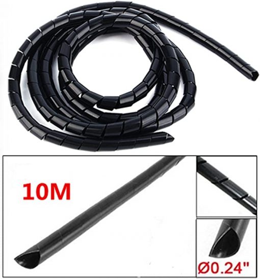 Envoltura de cable espiral, 0.236 in 1/4 "diámetro exterior PE cable espiral alambre envoltura tubo organizador de gestión de PC de escritorio Gestión de cable (32.8 ft) - Imagen 2