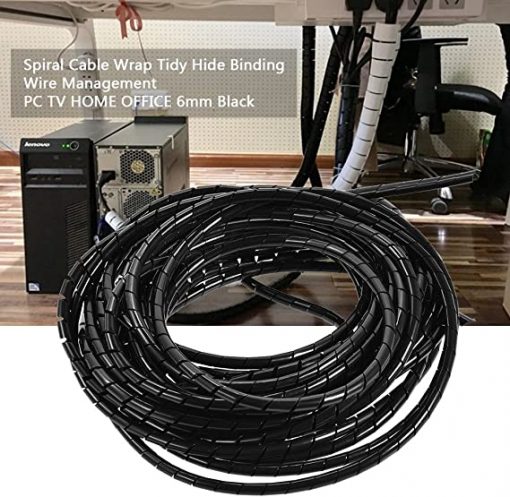Envoltura de cable espiral, 0.236 in 1/4 "diámetro exterior PE cable espiral alambre envoltura tubo organizador de gestión de PC de escritorio Gestión de cable (32.8 ft) - Imagen 3