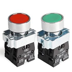 APIELE 2 interruptores momentáneos de botón de 0.78 pulgadas (0.866 in), rojo y verde, 1NO 1NC, cabeza de metal XB2-11BN-G&R (1 rojo 1 verde)