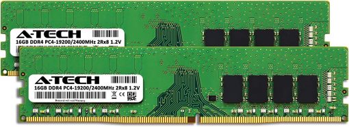 A-Tech Módulos de memoria RAM de escritorio 32 GB (2 x 16 GB) DDR4 2400 MHz UDIMM PC4-19200 (PC4-2400T) CL17 DIMM 2Rx8 sin ECC - Imagen 2