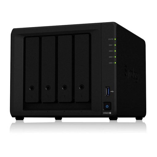 NAS Synology DS920+, para 4 discos, Celeron J4125 Doble núcleo a 2.7GHz, 4GB RAM DDR4, 2x USB, 2x RJ45