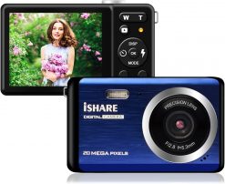 Cámara digital para fotografía, cámara recargable de 30 MP para apuntar y disparar con zoom digital LCD de 2.8 pulgadas 18X para niños, adolescentes y ancianos (azul)