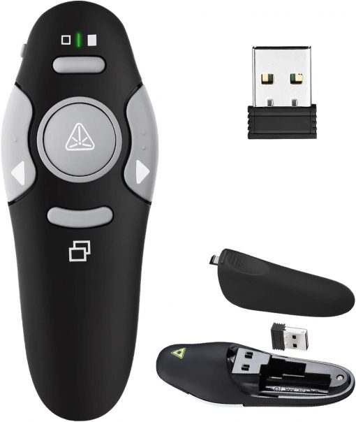 Presentation Clicker - Puntero láser remoto - Presentador USB inalámbrico - Clicker PowerPoint para presentación de diapositivas - Compatible con Win10 - MAC - Compatible con PPT - Keynote, Google Slides (K100B)