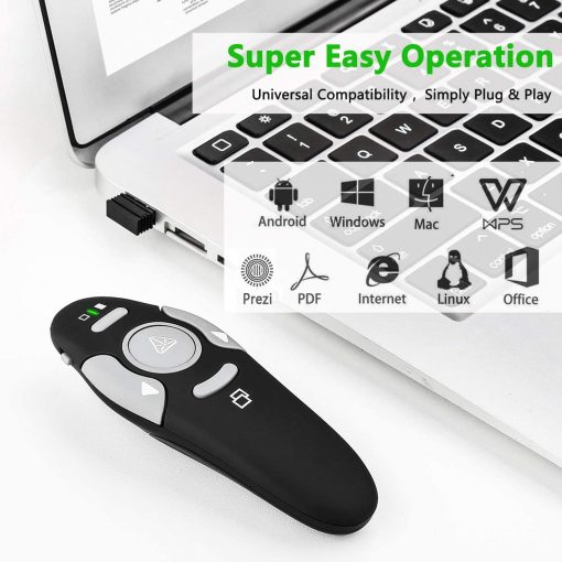Presentation Clicker - Puntero láser remoto - Presentador USB inalámbrico - Clicker PowerPoint para presentación de diapositivas - Compatible con Win10 - MAC - Compatible con PPT - Keynote, Google Slides (K100B) - Imagen 2