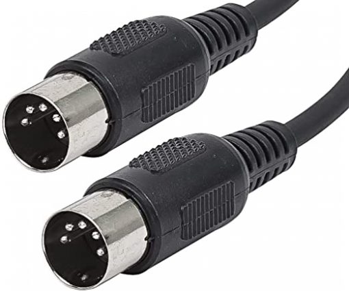 Cable MIDI con conector DIN de 5 pines, color negro