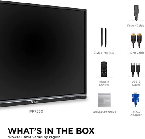 ViewSonic IFP7550 - Pantalla interactiva 4K de 75 pulgadas, 2160p, táctil de 20 puntos, VGA, puerto de pantalla, HDMI - Imagen 3