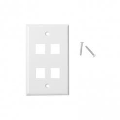 Placa frontal de pared, 4 puertos, Keystone, color blanco