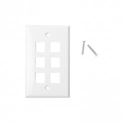 Placa de pared de 6 puertos, Keystone - Blanco