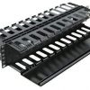 TeleDirect 2U - Organizador de cables para servidor con cubierta - Panel de gestión de conductos de doble cara para el dedo - Organizador de conductos de alambre de 19 pulgadas individual
