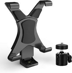 Adaptador de montaje de trípode para iPad con cabezal de bola giratorio de 360 grados para iPad, iPad Air, iPad Mini, Kindle Fire, Samsung Galaxy Tab, Microsoft Surface, soporte universal para tableta monopié, etc