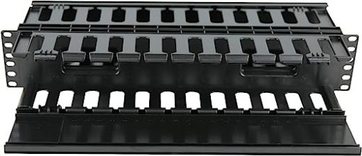 TeleDirect 2U - Organizador de cables para servidor con cubierta - Panel de gestión de conductos de doble cara para el dedo - Organizador de conductos de alambre de 19 pulgadas individual - Imagen 3