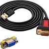 ELECABLE Cable adaptador USB a RS232 DB9 Serial (9 pines) de 5 pies compatible con MAC OS, Windows, Android, Linux (USB A)