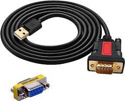 ELECABLE Cable adaptador USB a RS232 DB9 Serial (9 pines) de 5 pies compatible con MAC OS, Windows, Android, Linux (USB A)