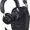 Jabra Evolve2 65 Auriculares inalámbricos Bluetooth estéreo UC – USB azul Dongle, compatible con Zoom, Webex, teléfonos inteligentes, tabletas, PC/MAC, 26599-989-999 (negro), plan de soporte Global Teck Gold incluido