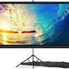 Pantalla de proyector con soporte de 100 pulgadas - Pantalla de proyección para interior y exterior para películas o presentaciones en la oficina - Pantalla de trípode HD de calidad 16:9 sin arrugas para proyector con bolsa de transporte y correas de velcro