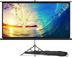 Pantalla de proyector con soporte de 100 pulgadas - Pantalla de proyección para interior y exterior para películas o presentaciones en la oficina - Pantalla de trípode HD de calidad 16:9 sin arrugas para proyector con bolsa de transporte y correas de velcro