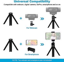 NexiGo Mini trípode ligero para cámara/teléfono/cámara web, soporte extensible, para NexiGo Logitech Webcam C920 C922 C925e C922x C930e C930 C615 Brio y otros dispositivos con rosca de 1/4"