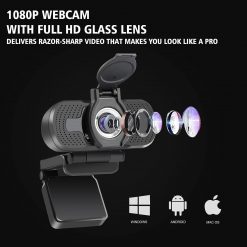 LarmTek Cámara web Full HD de 1080p, computadora portátil, PC, Mac, cámara de escritorio para conferencia y videollamadas, cámara web Pro Stream con videollamadas Plug and Play, micrófono incorporado