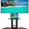 Carrito de TV móvil con ruedas para pantallas planas de 32 a 100 pulgadas VESA máx. 31.496 x 23.622 in LED LCD, soporte de suelo de carrito ajustable en altura con estante para oficina en casa
