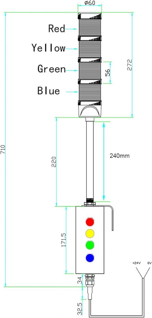 ANDONT 4 luces LED superbrillantes de torre ANDONT 4 luces LED superbrillantes de torre Andon, apagado, adaptador industrial de 6 pies - Imagen 5