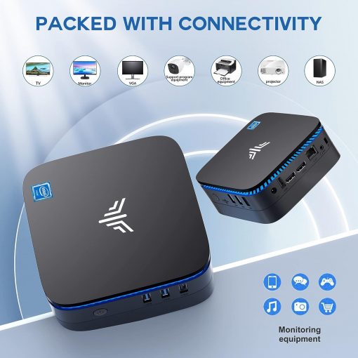 KAMRUI Mini PC AK1 Plus, Intel 12ª generación N95 (hasta 3.4 GHz), mini computadoras de escritorio, 8 GB RAM/256 GB M.2 SSD Micro Torre Soporte 4K UHD, WiFi dual, BT 4.2 para oficina en casa de negocios - Imagen 5