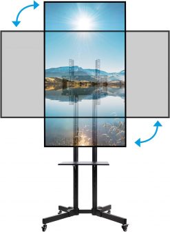Carrito giratorio de TV móvil con capacidad para hasta 110 libras, soporte para televisores rodantes de 32 a 60 pulgadas, vertical a paisaje, base de soporte de suelo resistente para transmisión en vivo, videoconferencias, Tiktok, YouTube Zoom Hellsehen