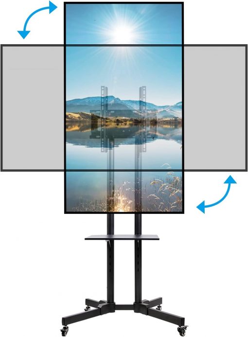 Carrito giratorio de TV móvil con capacidad para hasta 110 libras, soporte para televisores rodantes de 32 a 60 pulgadas, vertical a paisaje, base de soporte de suelo resistente para transmisión en vivo, videoconferencias, Tiktok, YouTube Zoom Hellsehen