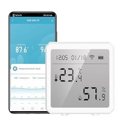 Sensor inteligente de temperatura y humedad WiFi, termómetro higrómetro interior Tuya con pantalla LCD, compatible con Alexa Google Assistant, monitor remoto para habitación, invernadero, incubadora, bodega de vino