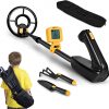 RM RICOMAX Detector de metales para niños, detector de metales impermeable de 7.4 pulgadas, detector de metales dorado ligero (24-35 pulgadas), detector de metales ajustable para jóvenes y jóvenes con alta precisión, color amarillo