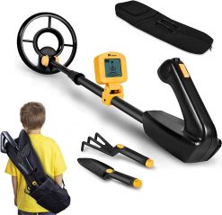 RM RICOMAX Detector de metales para niños, detector de metales impermeable de 7.4 pulgadas, detector de metales dorado ligero (24-35 pulgadas), detector de metales ajustable para jóvenes y jóvenes con alta precisión, color amarillo