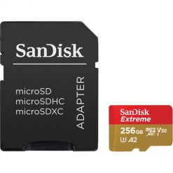 Tarjeta de memoria microSDXC SanDisk Extreme UHS-I de 256 GB con adaptador SD