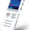 Dictopro Grabador de voz activado digital, grabación con micrófono doble en HD, 8 GB de memoria, cancelación de ruido, dictáfono con caja, de metal, de primera calidad