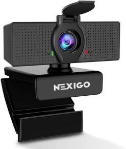 NexiGo Cámara web N60 1080P, cámara web HD con micrófono y cubierta de privacidad, cámara de computadora USB, gran angular de 110 grados, Plug and Play, para zoom/Skype/Equipos/OBS, conferencias
