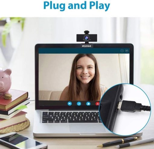 NexiGo Cámara web N60 1080P, cámara web HD con micrófono y cubierta de privacidad, cámara de computadora USB, gran angular de 110 grados, Plug and Play, para zoom/Skype/Equipos/OBS, conferencias - Imagen 2
