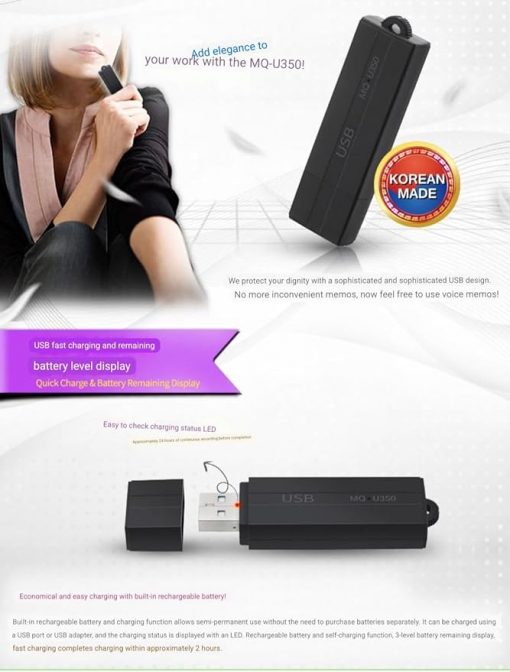 Mini grabadora de audio activada por voz súper larga con capacidad de almacenamiento de 288 horas (8 GB) | Batería de espera de 25 días y hasta 28 horas de contacto. | Sello de fecha y hora | Fácil de usar | Grabación digital transparente - Imagen 3