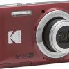 KODAK PIXPRO FZ55-RD Cámara digital de 16MP Zoom óptico 5X 1.102 in Gran angular 1080P Video Full HD 2.7" Cámara LCD Vlogging (rojo)