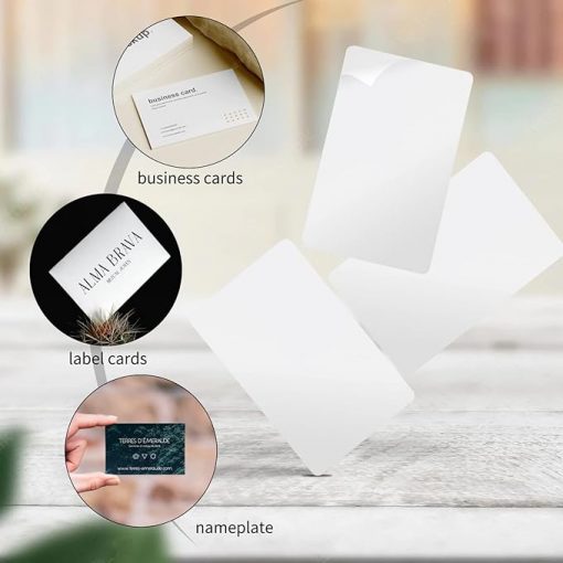 100 tarjetas adhesivas de PVC CR80, color blanco, calidad gráfica, tarjetas de PVC con respaldo adhesivo de mylar, tarjetas de visita para tarjeta de identificación con foto - Imagen 2