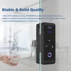 Cerradura inteligente, huella dactilar, WiFi sin llave, cerradura de puerta de entrada con teclado de pantalla táctil, IP65 resistente a la intemperie, control remoto por aplicación