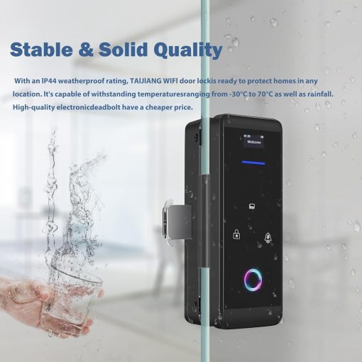 Cerradura inteligente, huella dactilar, WiFi sin llave, cerradura de puerta de entrada con teclado de pantalla táctil, IP65 resistente a la intemperie, control remoto por aplicación