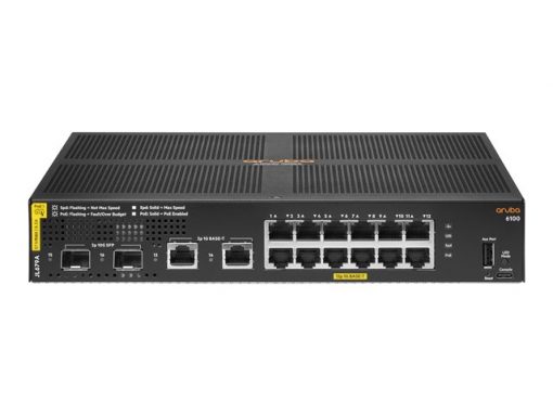 HPE Aruba 6100 12G Class4 PoE 2G/2SFP+ 139W Switch - Conmutador - Gestionado - Imagen 3