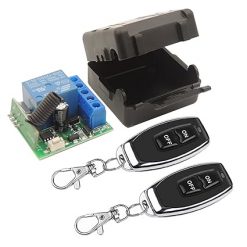DieseRC Interruptor de control remoto inalámbrico universal de 433 Mhz, CC 12 V, 1 canal, módulo receptor de relé RF con 2 transmisores, interruptor remoto de código de aprendizaje EV1527