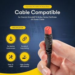 Cable  010-12199-04 compatible con Garmin EchoMAP y Striker Series Fishfinder, cable de alimentación de 6 pies con entradas/salidas NMEA 0183, 4 pines 4Xdv/