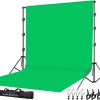 SLOW DOLPHIN Photo Video Studio - Telón de fondo de pantalla verde Chromakey de muselina de algodón 10 x 12 pies con soporte de 10 x 10 pies