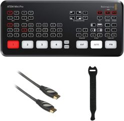 Blackmagic Design ATEM Mini Pro HDMI Live Stream Switcher con cable HDMI de alta velocidad de 6 pies y paquete de 10 correas