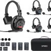 Sistema de intercomunicación inalámbrico con auriculares SYNCO XTALK X5, auriculares inalámbricos dúplex completo de 2,4 GHz con monitoreo en tiempo real