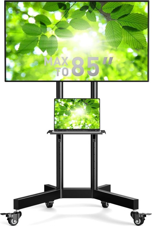 Perlegear Soporte de TV rodante, soporte de TV móvil con ruedas para pantallas de 32 a 85 pulgadas