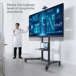 Soporte de TV móvil con ruedas para TV de 55 a 90 pulgadas de hasta 198 libras, soporte de TV de altura ajustable portátil de 200 x 200-800 x 600 x 600 VESA