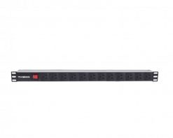 Regleta PDU T-VISION para Rack de 12 puertos verticales, con interruptor de encendido y apagado
