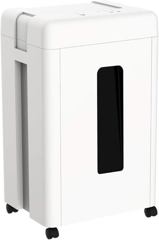 WOLVERINE Trituradora de papel, CD/tarjetas de alta resistencia P-5 de 15 hojas de corte súper microcortado, para oficina en casa, ultra silenciosa, cortador de acero al manganeso y cubo de basura