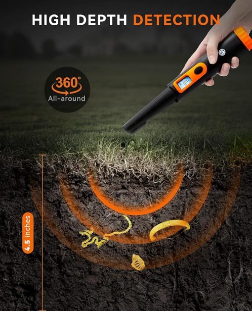 Detector de metales Pinpointer para adultos y niños, totalmente impermeable, detección de 360°, varita puntero de mano con pantalla LCD, 3 modos (zumbador, vibración, sonido) - Imagen 3